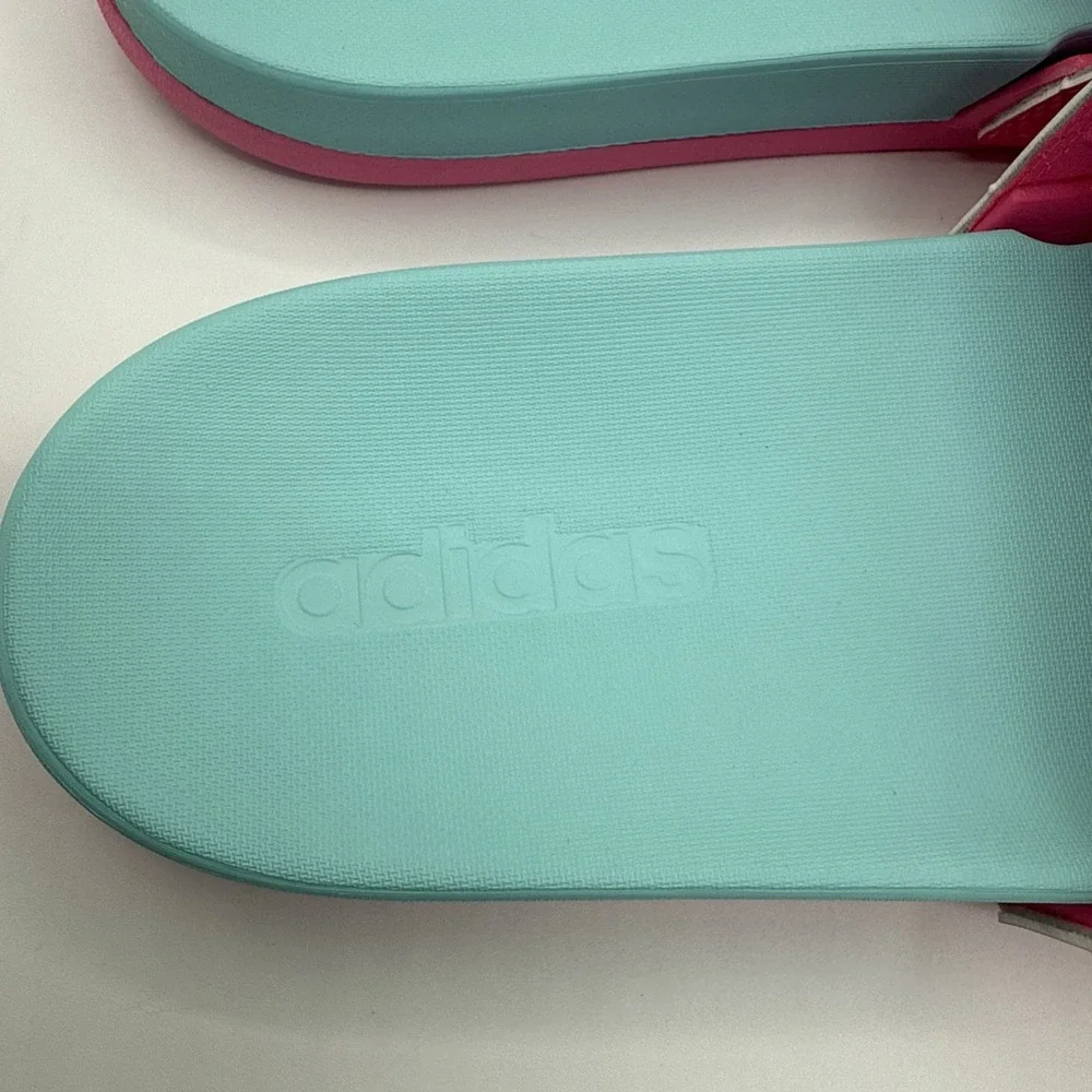 Adidas Messi Slides Men's‎ Size 12 Sandals Pink Blue Adilette Comfort JR6326